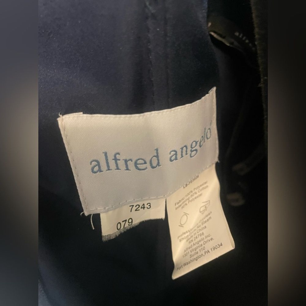 Alfred Angelo 7243 Navy Blue One Shoulder Chiffon Bridesmaid Formal Gown Dress - Picture 6 of 6